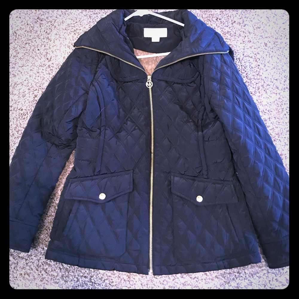 Michael Kors NWOT Small S Quilted Coat Jacket Navy